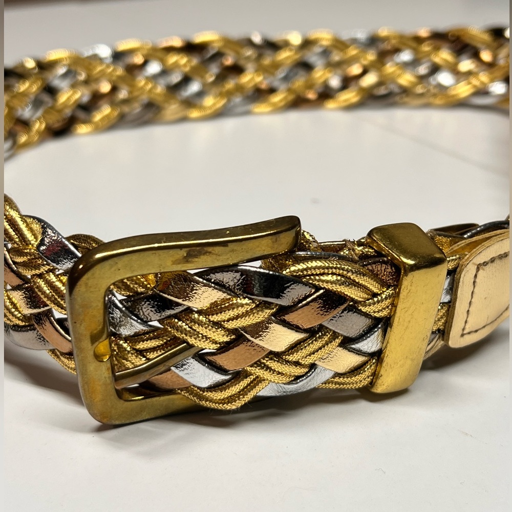 Pearl Brand Gold and Silver Weaved Belt Small/Medium Metallic